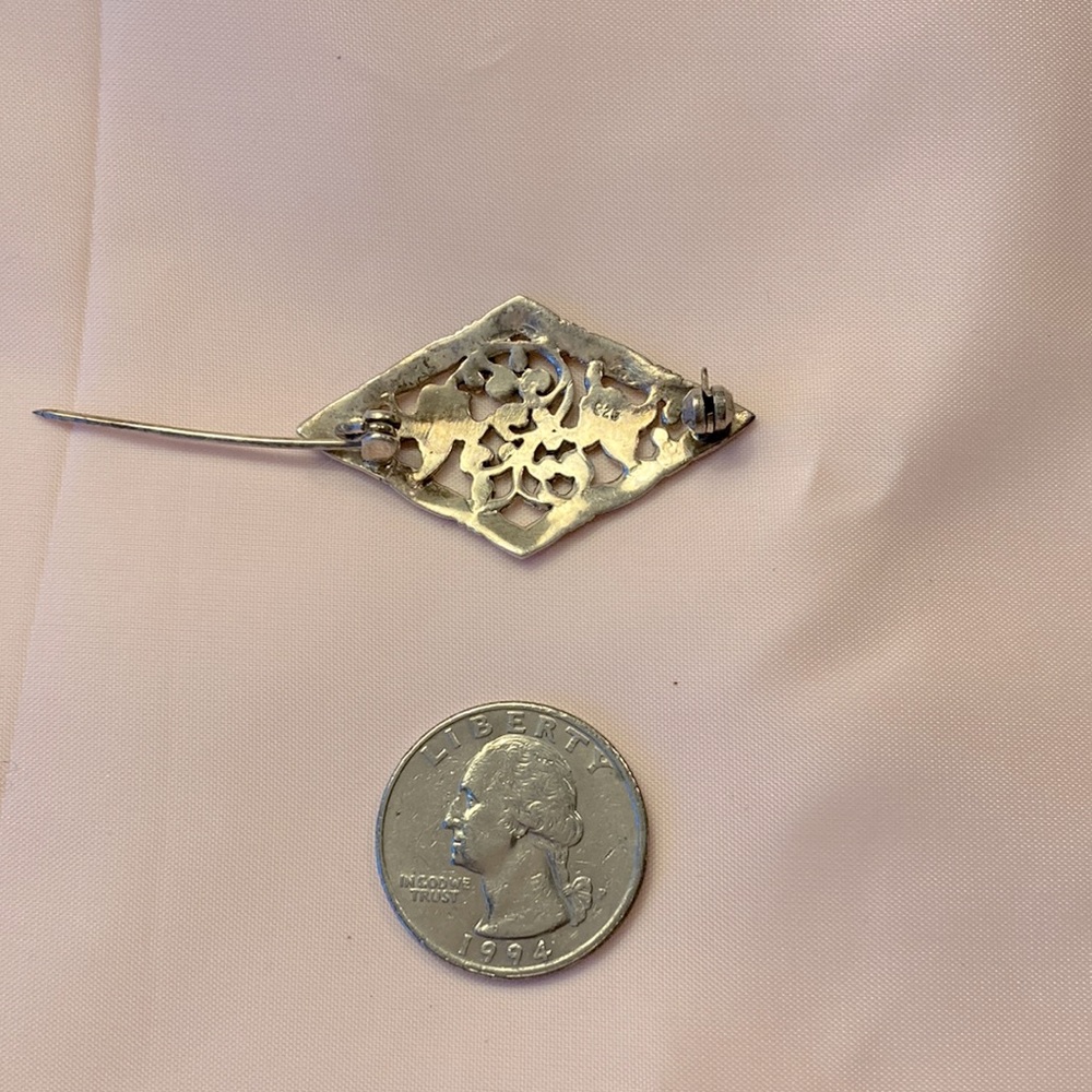 Marcasite Silver Pin - Picture 3 of 4
